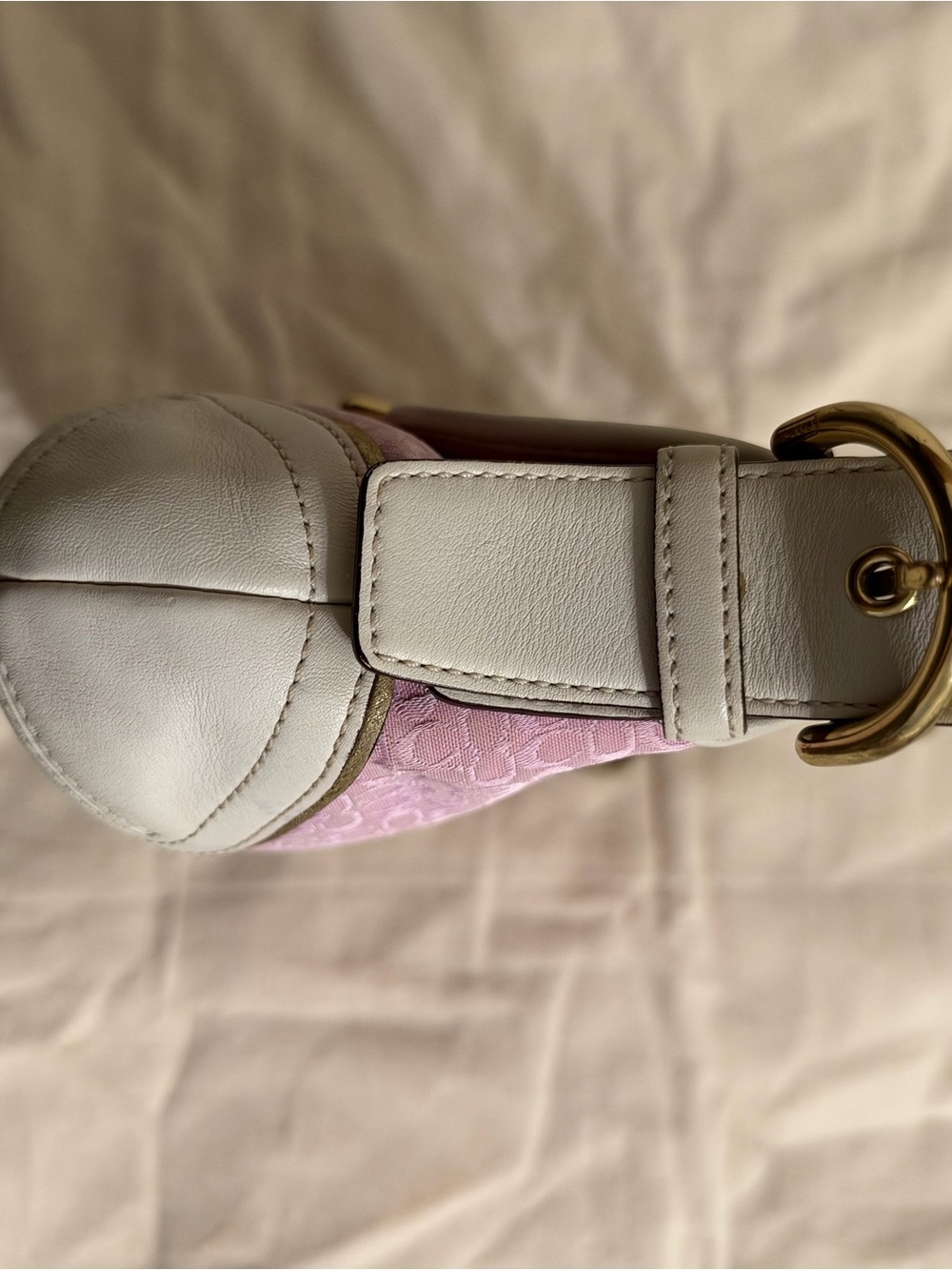 Vintage Coach Pink Signature Jacquard Shoulder Bag Purse – Ivory Leather Trim - Picture 5 of 9
